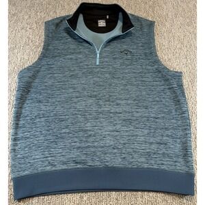 Callaway Golf Vest Men's XL Teal 1/4 Zip Weather Series Fleece Heathered